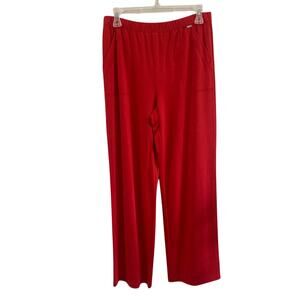 St. John Yellow Label Red Jersey Knit Lounge Pants Wide Leg Pull On Size S/M